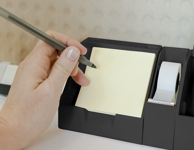 Bostitch Office Konnect Sticky Note Holder + Business Card Stand, Includes Pen Holders, Black - Image 2